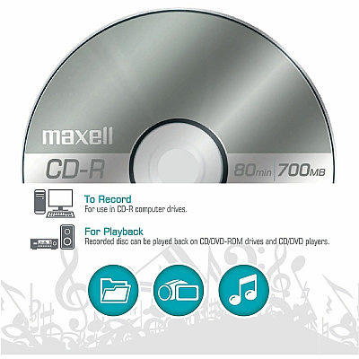 Maxell CD-R700 CD Recordable Media - CD-R - 48x - 700 MB - 25 Pack - Light Green (648445)