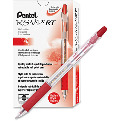 Pentel Recycled Retractable R.S.V.P. Pens (PENBK93B)