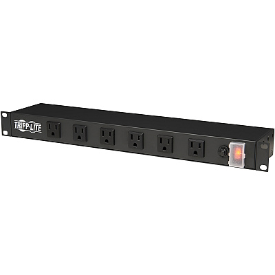 Tripp Lite 1U Rack-Mount Power Strip, 120V, 15A, 5-15P, 12 Right-Angle 5-15R Outlets (6 Front-Facing, 6 Rear-Facing), 15 ft. (4.57 m) Cord (RS1215RA)