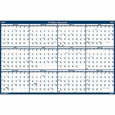 House of Doolittle Recycled Poster Style Reversible/Erasable Yearly Wall Calendar, 18 x 24, White/Blue/Gray Sheets, 12-Month (Jan to Dec): 2026 (3960)