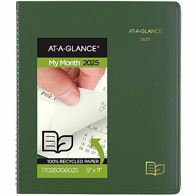 AT-A-GLANCE Recycled Monthly Planner, 11 x 9, Green Cover, 13-Month: Jan 2026 to Jan 2027 (70260G60)