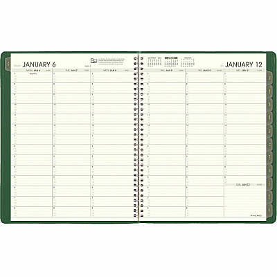 AT-A-GLANCE Recycled Weekly Vertical-Column Format Appointment Book, 11 x 8.25, Green Cover, 12-Month (Jan to Dec): 2026 (70950G60)