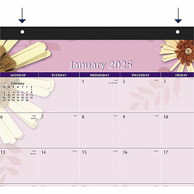 AT-A-GLANCE Paper Flowers Desk Pad, Floral Artwork, 22 x 17, Black Binding, Clear Corners, 12-Month (Jan to Dec): 2026 (5035)