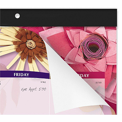 AT-A-GLANCE Paper Flowers Desk Pad, Floral Artwork, 22 x 17, Black Binding, Clear Corners, 12-Month (Jan to Dec): 2026 (5035)