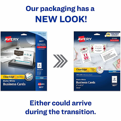 Avery Clean Edge Business Cards, 2" x 3.5" , White, 200 (08871)