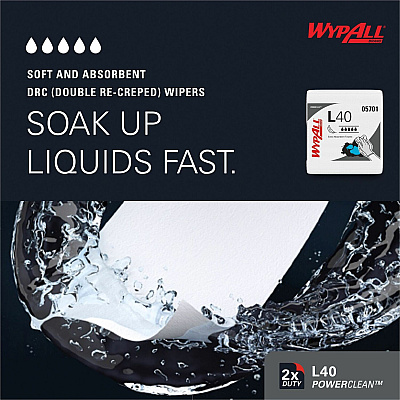 Wypall PowerClean L40 Extra Absorbent Towels (KCC05701)