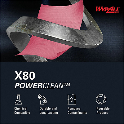 Wypall PowerClean X80 Heavy Duty Cloths Jumbo Roll (KCC41055)