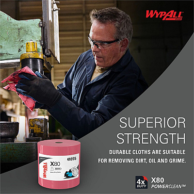 Wypall PowerClean X80 Heavy Duty Cloths Jumbo Roll (KCC41055)