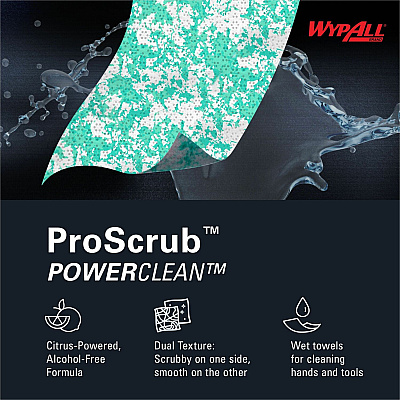 Wypall PowerClean ProScrub Heavy Duty Wet Towels (KCC91371CT)