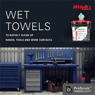 Wypall PowerClean ProScrub Heavy Duty Wet Towels (KCC91371CT)