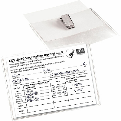 Avery(R) Heavy Duty Badge Holders, 3" x 4" , 100 Horizontal ID Badge Holders with Cords (AVE2922)