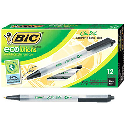 BIC Clic Stic Retractable Ball Pens (BICCSEM11BK)