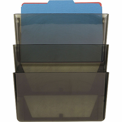 Officemate Mountable Wall File, Smoke, 3PK (OIC21421)