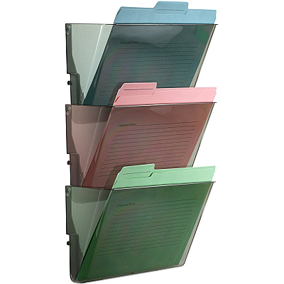 Officemate Mountable Wall File, Smoke, 3PK (OIC21421)