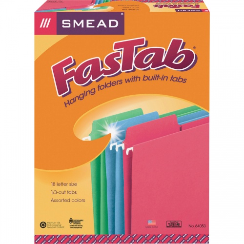 Smead FasTab 1/3 Tab Cut Letter Recycled Hanging Folder (64053)