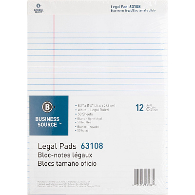 Business Source Micro-Perforated Legal Ruled Pads (BSN63108)