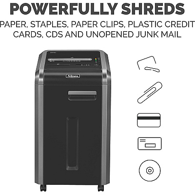 Fellowes 225Ci Paper Shredder | 100% Jam Proof, 22-Sheet, Cross-Cut Security, Commercial Grade | 3825001 Model, Black