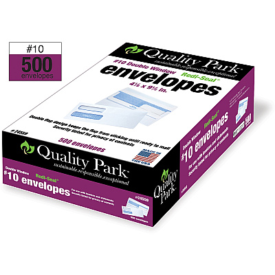 Quality Park No. 10 Double Window Security Tint Business Envelopes with Self-Seal Closure (QUA24559)
