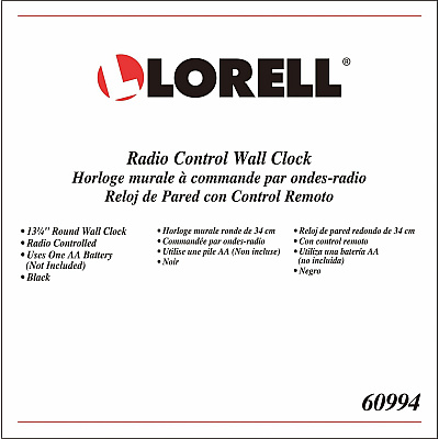 Lorell 13-1/4" Radio-Controlled Wall Clock (LLR60994)