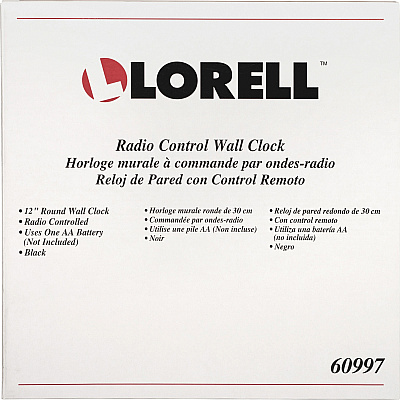 Lorell 12" Round Radio-Controlled Wall Clock (LLR60997)