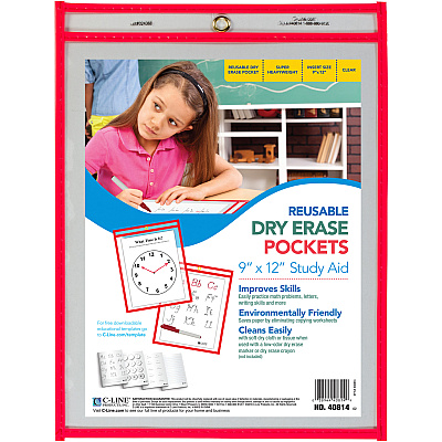 C-Line Reusable Dry Erase Pocket - Study Aid (CLI40814)