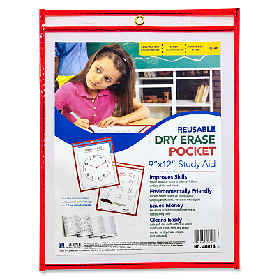 C-Line Reusable Dry Erase Pocket - Study Aid (CLI40814)