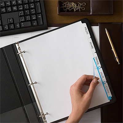Avery(R) 5 Tab Dividers for 3 Ring Binder, Easy Print & Apply Clear Label Strip, Index Maker(R) Customizable White Tabs, 1 Set (AVE11416)