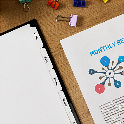 Avery(R) 5 Tab Dividers for 3 Ring Binder, Easy Print & Apply Clear Label Strip, Index Maker(R) Customizable White Tabs, 1 Set (AVE11416)
