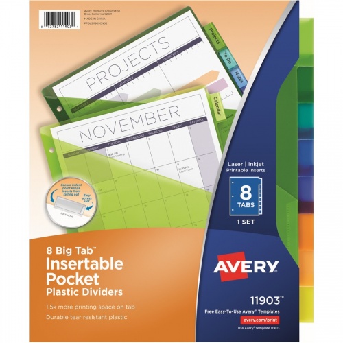 Avery Big Tab Insertable Plastic Dividers w/Pockets (11903)