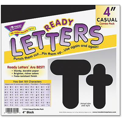 TREND Black 4" Casual Combo Ready Letters Set (TEPT79901)