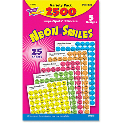 TREND superSpots Neon Smiles Stickers Variety Pack (TEPT1942)