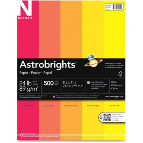 Astrobrights Color Paper - "Warm" 5-Color Assortment (20272)