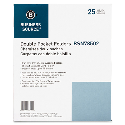 Business Source Letter Recycled Pocket Folder (BSN78502)