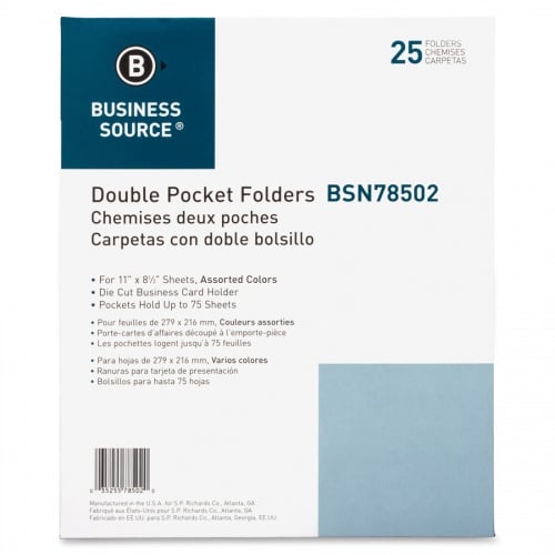 Business Source Letter Recycled Pocket Folder (78502)
