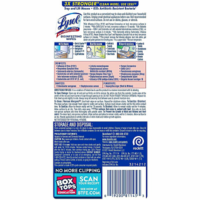 LYSOL Lemon/Lime Disinfect Wipes (RAC81145)