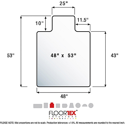 Cleartex Ultimat Polycarbonate Lipped Chair Mat for Carpets up to 1/2" - 48" x 53" (FLR1113423LR)