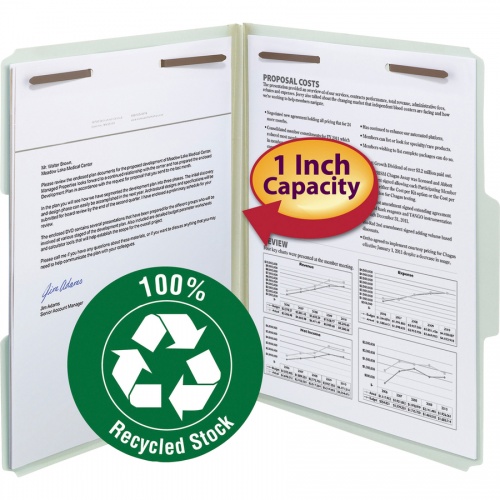Smead 1/3 Tab Cut Letter Recycled Fastener Folder (15003)
