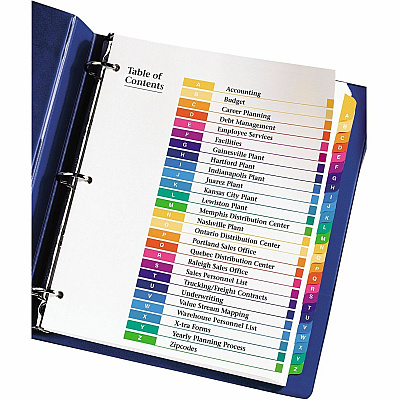 Avery Ready Index Table of Contents Dividers for Laser and Inkjet Printers, A-Z (AVE11125)