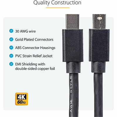 StarTech 6ft 2m Mini Displayport Cable - Mdp 1.2 (MDISPLPORT6)