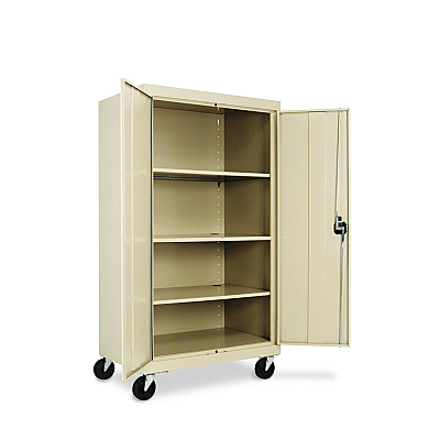 Alera Assembled Mobile Storage Cabinet, with Adjustable Shelves 36w x 24d x 66h, Putty (ALECM6624PY)