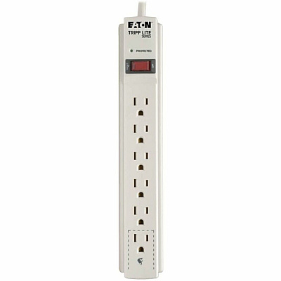 Eaton Tripp Lite Series Protect It! 6-Outlet Surge Protector, 6 ft. Cord, 790 Joules, Diagnostic LED, Light Gray Housing (TLP606)