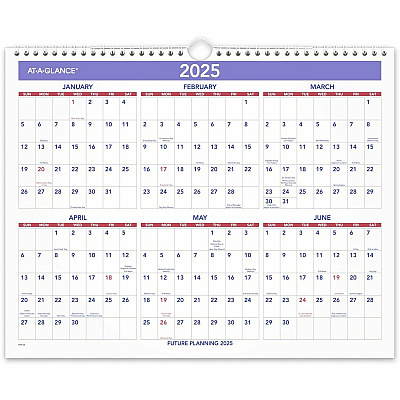 AT-A-GLANCE Monthly Wall Calendar, 15 x 12, White/Red/Blue Sheets, 12-Month (Jan to Dec): 2026 (PM828)