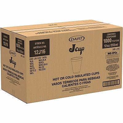 Dart 12 oz Squat Insulated Foam Cups (DCC12J16)