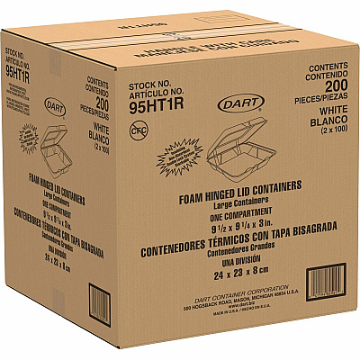 Dart 9-1/2" Single-Compartment Foam Containers (DCC95HT1R)