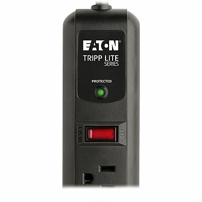Eaton Tripp Lite Series Protect It! 7-Outlet Surge Protector, 6 Right-Angle Outlets, 4 ft. (1.22 m) Cord, 1080 Joules, Diagnostic LED, Black Housing (TLP74RB)