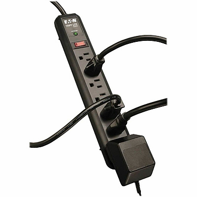 Eaton Tripp Lite Series Protect It! 7-Outlet Surge Protector, 6 Right-Angle Outlets, 4 ft. (1.22 m) Cord, 1080 Joules, Diagnostic LED, Black Housing (TLP74RB)