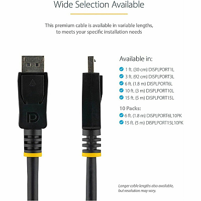 StarTech 1ft Vesa Certified Displayport 1.2 Cable (DISPLPORT1L)