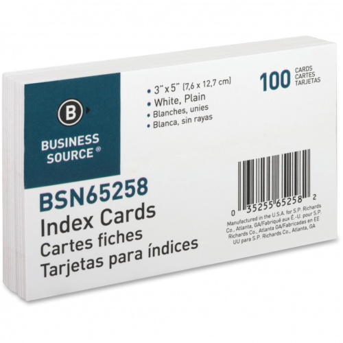 Business Source Plain Index Cards (65258)