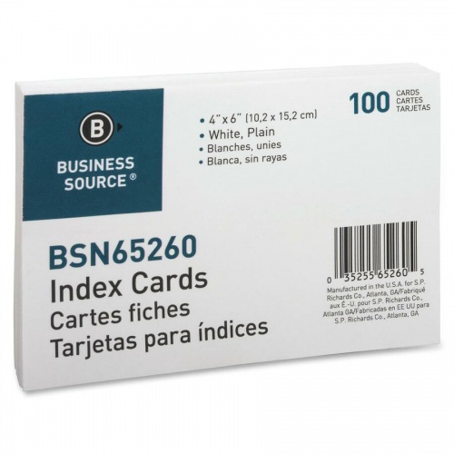 Business Source Plain Index Cards (65260)