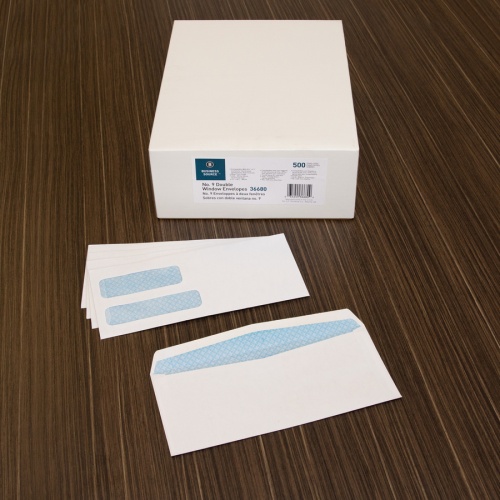 Business Source No. 9 Double Window Invoice Envelopes (36680)